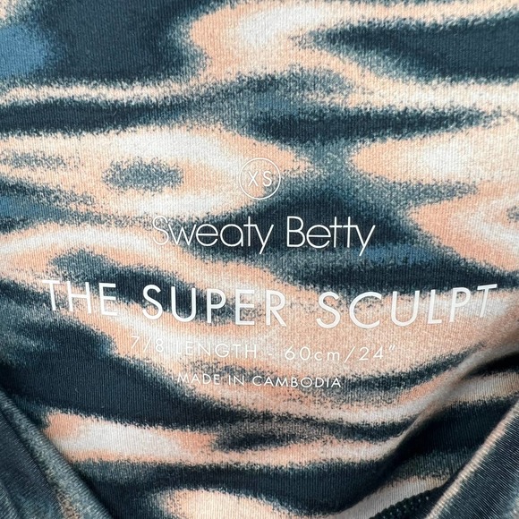 SWEATY BETTY Super Sculpt Mesh Yoga Leggings In Stellar Blue Water Print XS - Picture 6 of 8